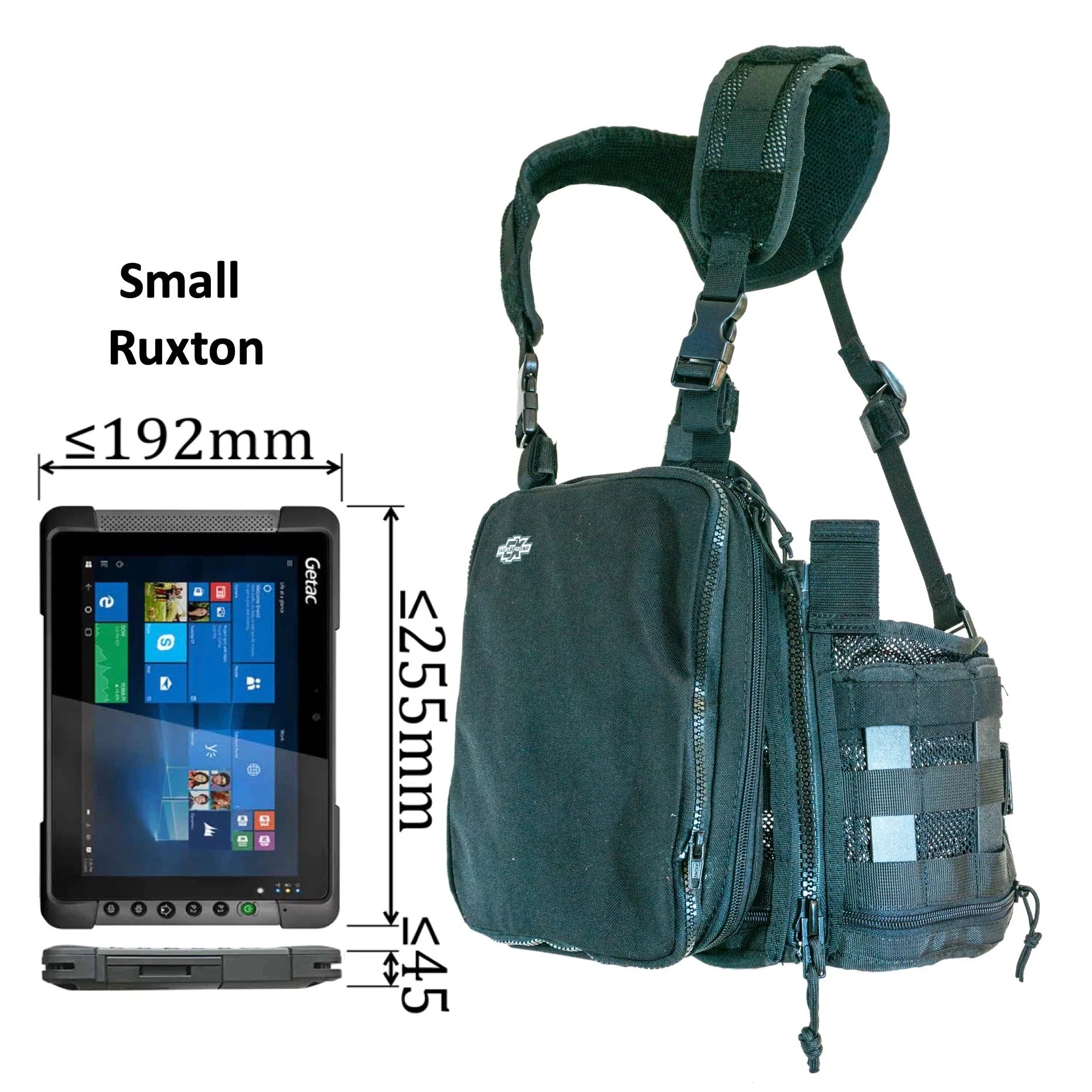 Black Comox harness for iPad Air and Surface Go – black tablet chest pack
