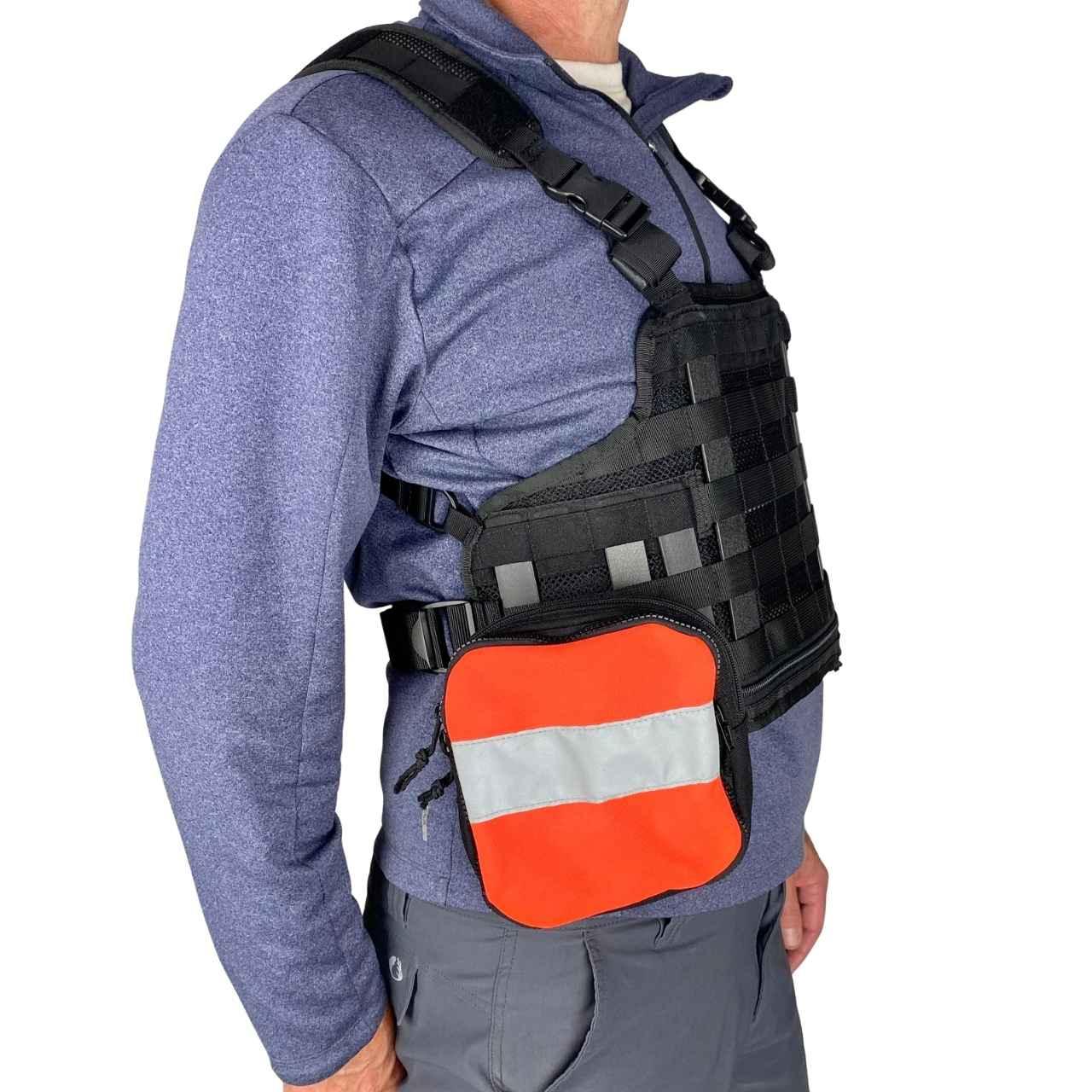 Utility Pouch for Ruxton and Comox Harness – MOLLE Field Storage with Orange and Black Covers